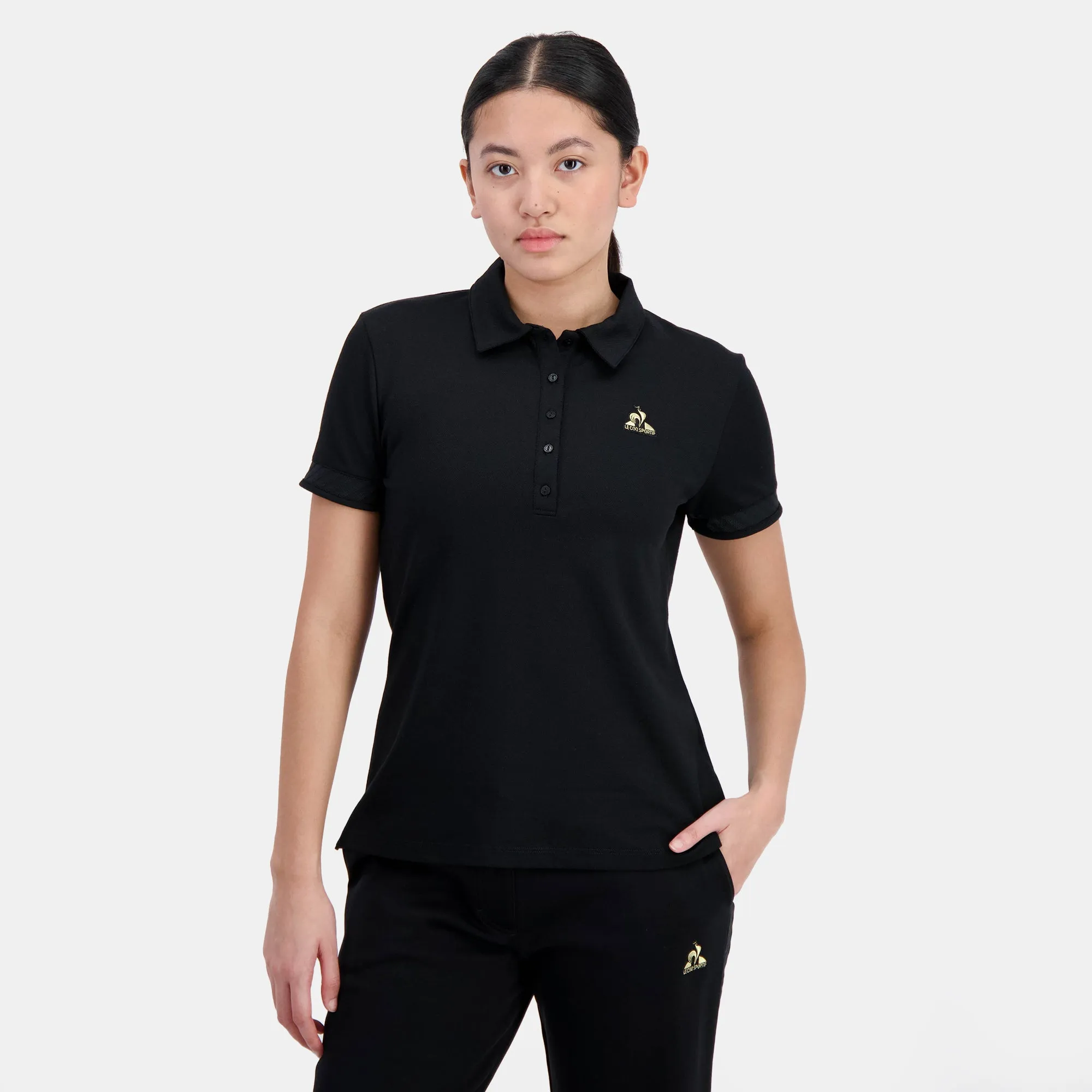 2410886-COQ D'OR Polo SS N°1 W black | Polo Femme en interlock 240g coton