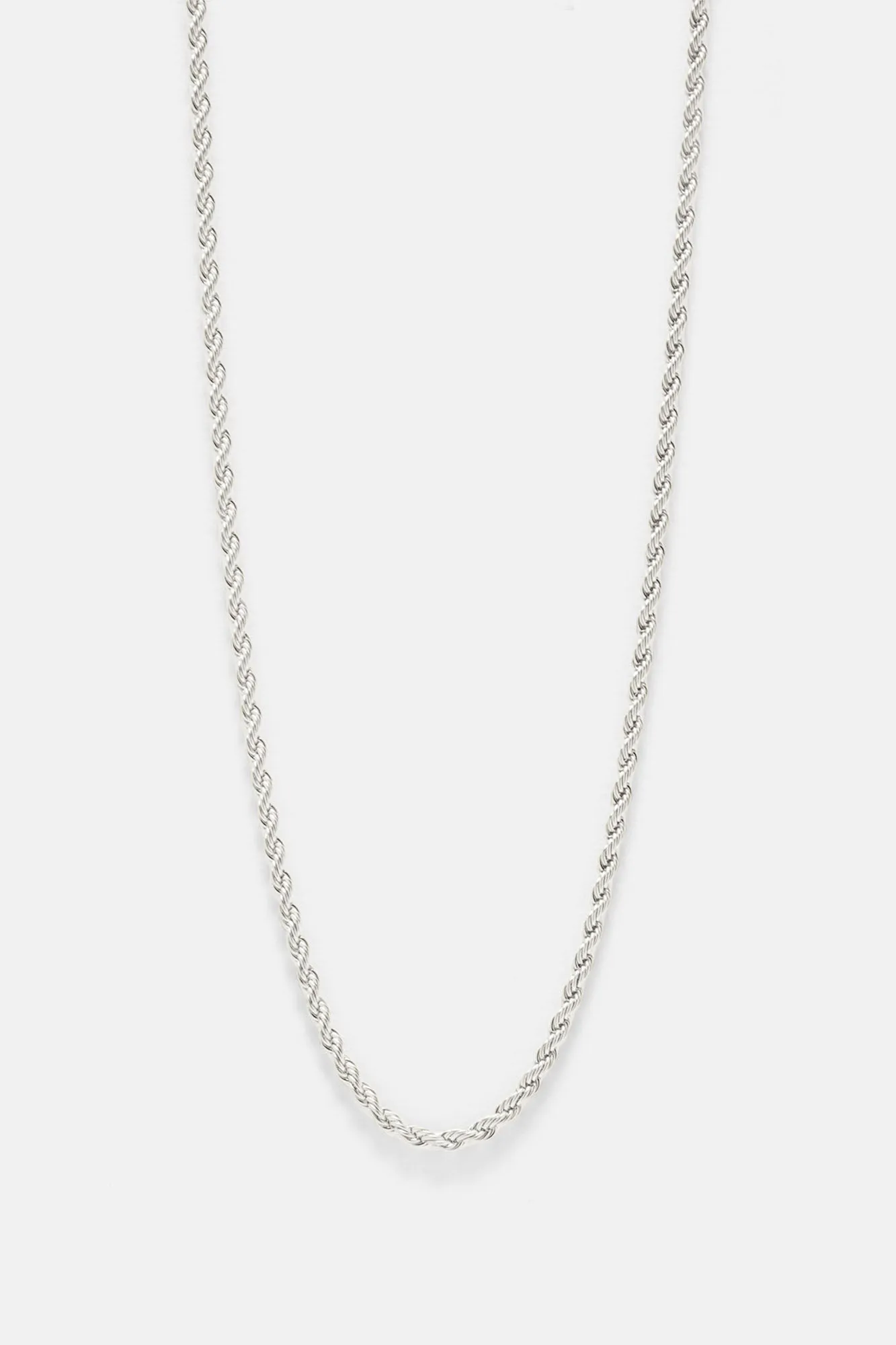 3mm Premium 18″ Rope Chain Necklace - Silver