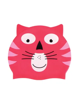 Bonnet de natation rigolo en silicone - Chat rose