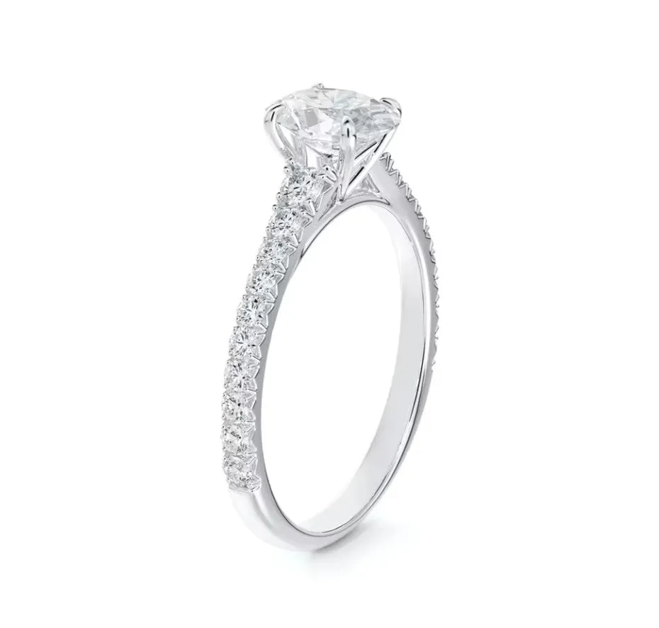 Forevermark Icon™ Setting Oval Engagement Ring with Diamond Band