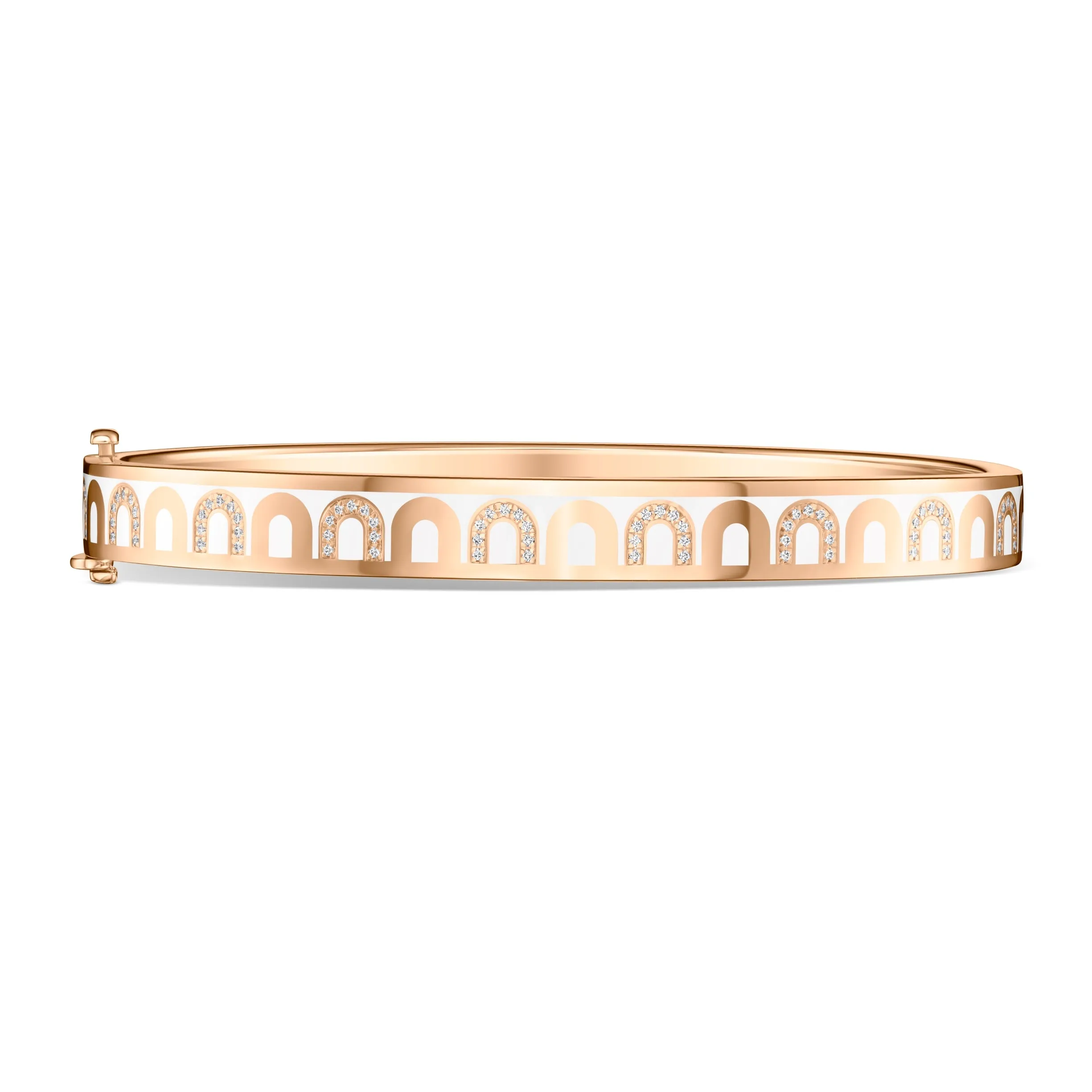 L'Arc de DAVIDOR Bangle PM, 18k Rose Gold with Lacquered Ceramic and Colonnato Diamonds