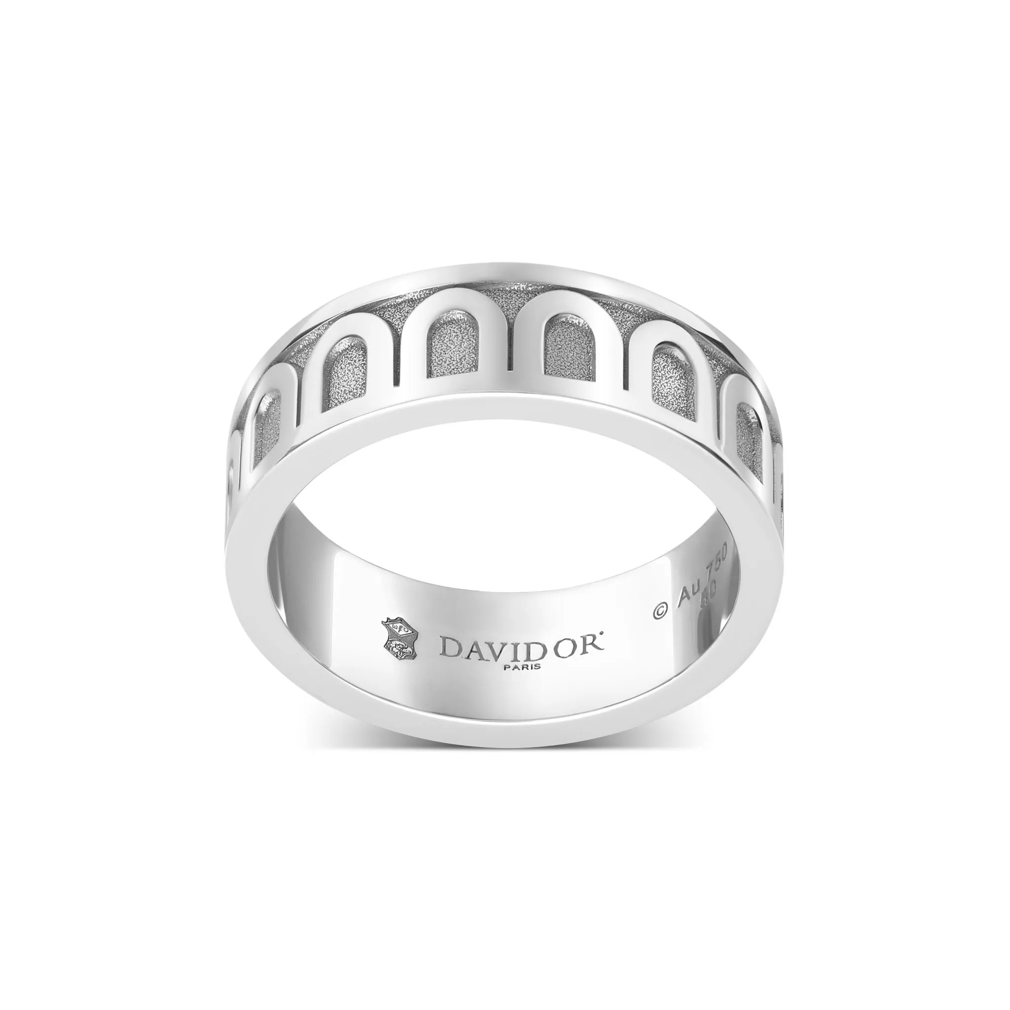 L'Arc de DAVIDOR Ring MM, 18k White Gold with Satin Finish