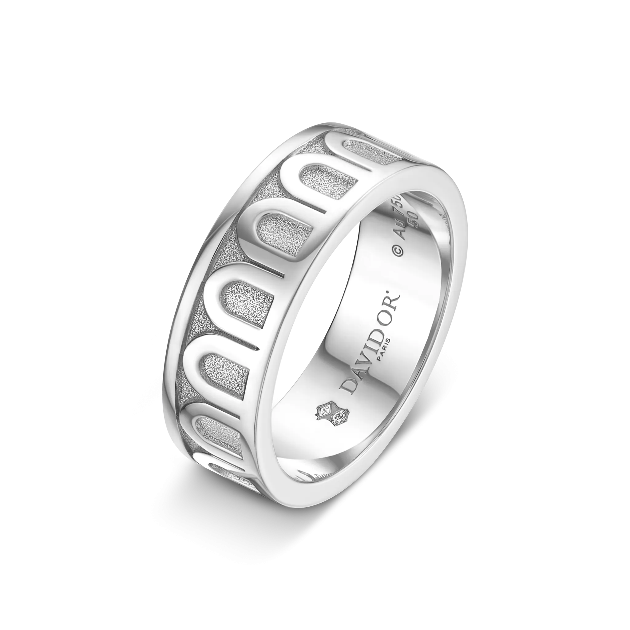 L'Arc de DAVIDOR Ring MM, 18k White Gold with Satin Finish