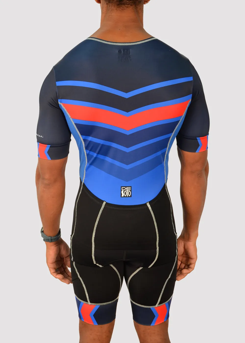 Traje de baño con mangas y diseño de chevron Forza Flisuit™ para hombre (diseña el tuyo propio)