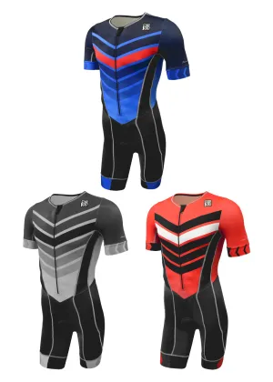 Traje de baño con mangas y diseño de chevron Forza Flisuit™ para hombre (diseña el tuyo propio)