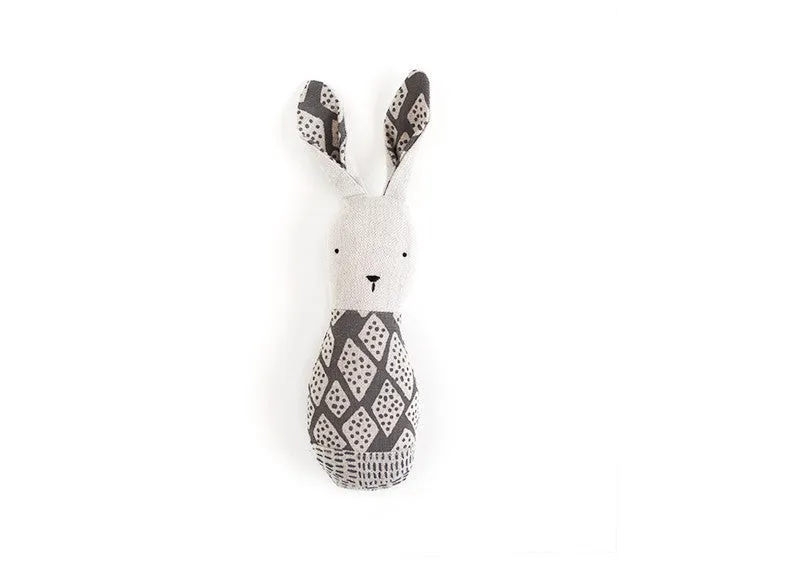 x bookhou lapin hochet losanges gris